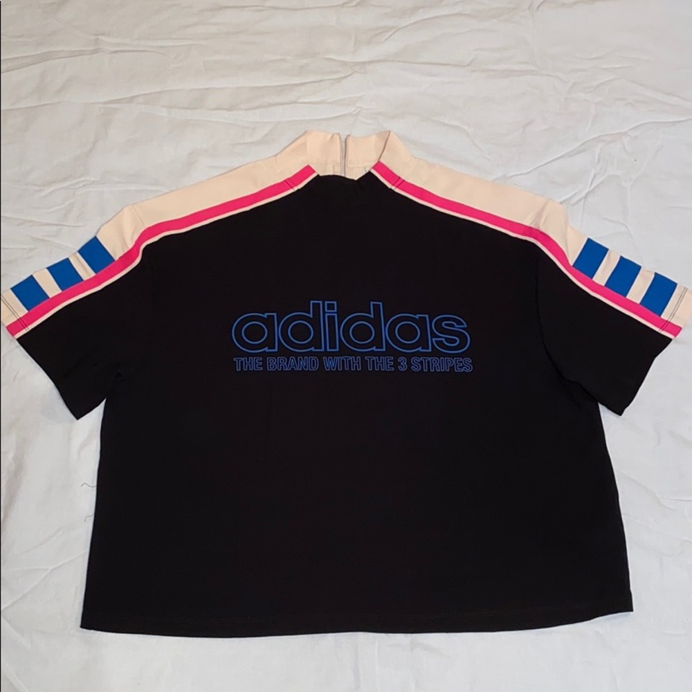 adidas originals retro zip mock neck top RARE